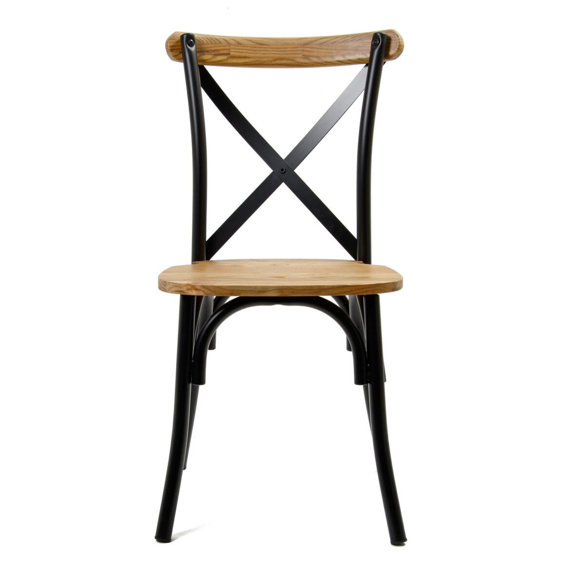 SILLA TRADITION FIERRO NEGRO ASIENTO Y DETALLE ESPALDAR MADERA CLARA
