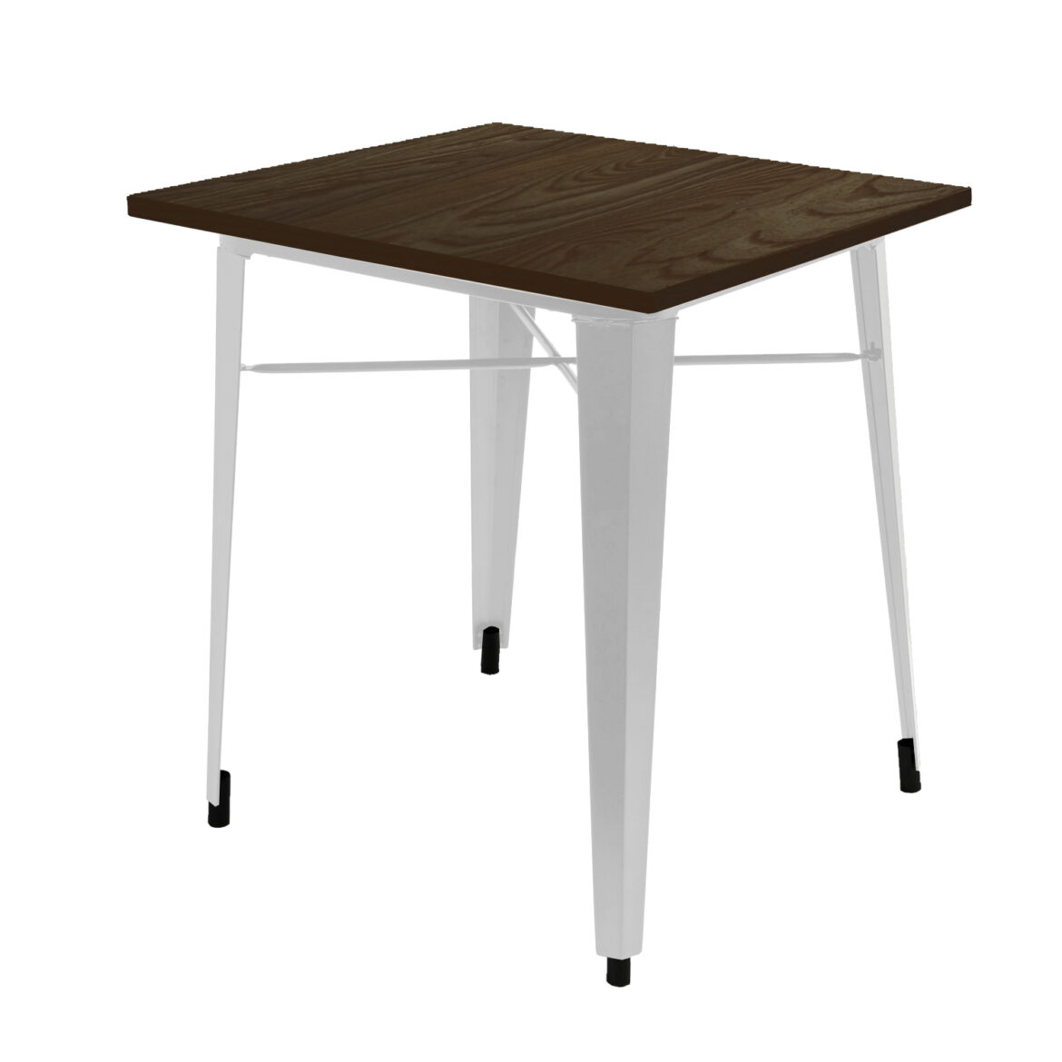 MESA TOLIX BLANCA 70x70 CON CUBIERTA DE MADERA OSCURA | De Pies A