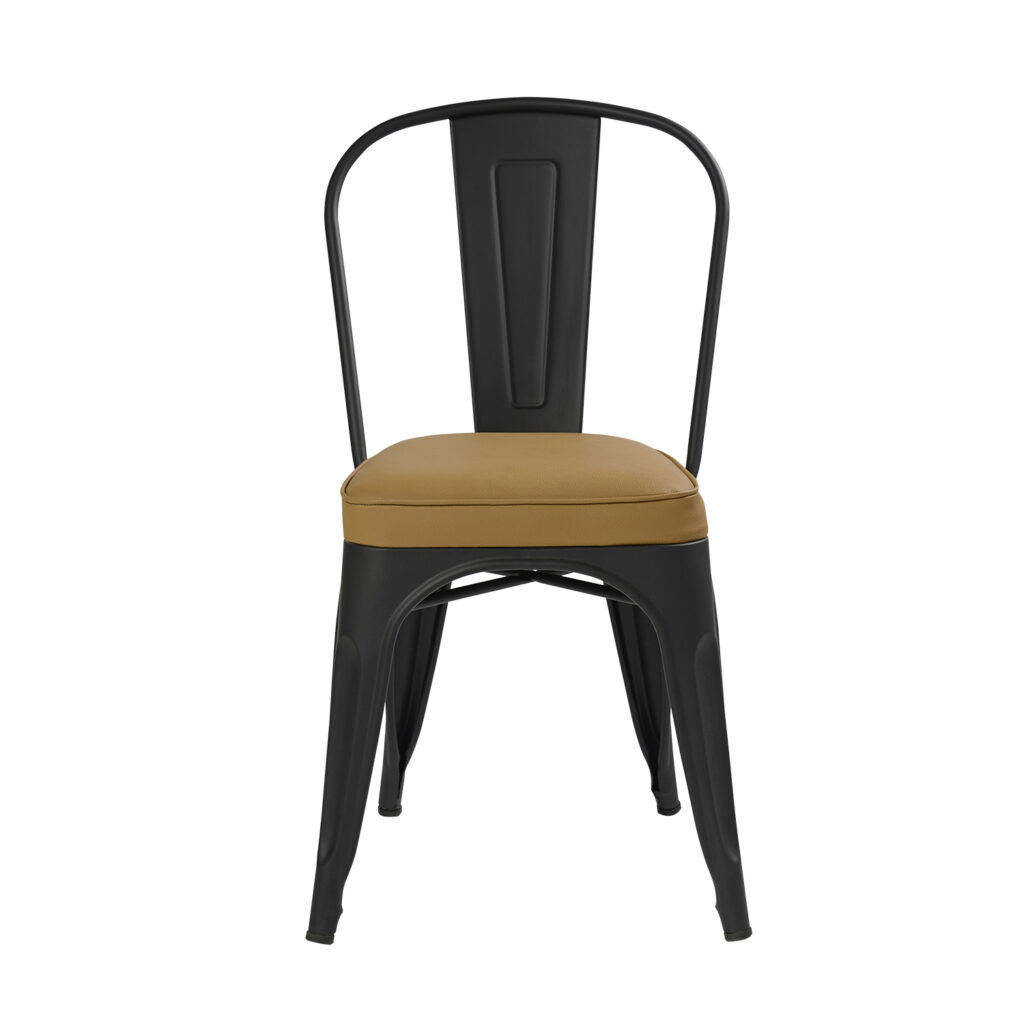 Silla Tolix Negra Asiento Pu Camel De Pies A Cabeza Store